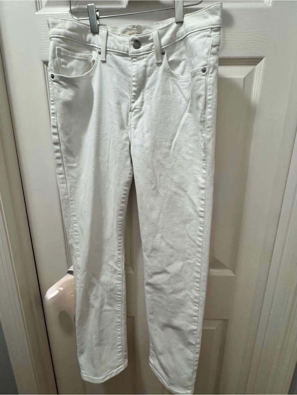 Levi's White Denim Jeans with Brown Patch